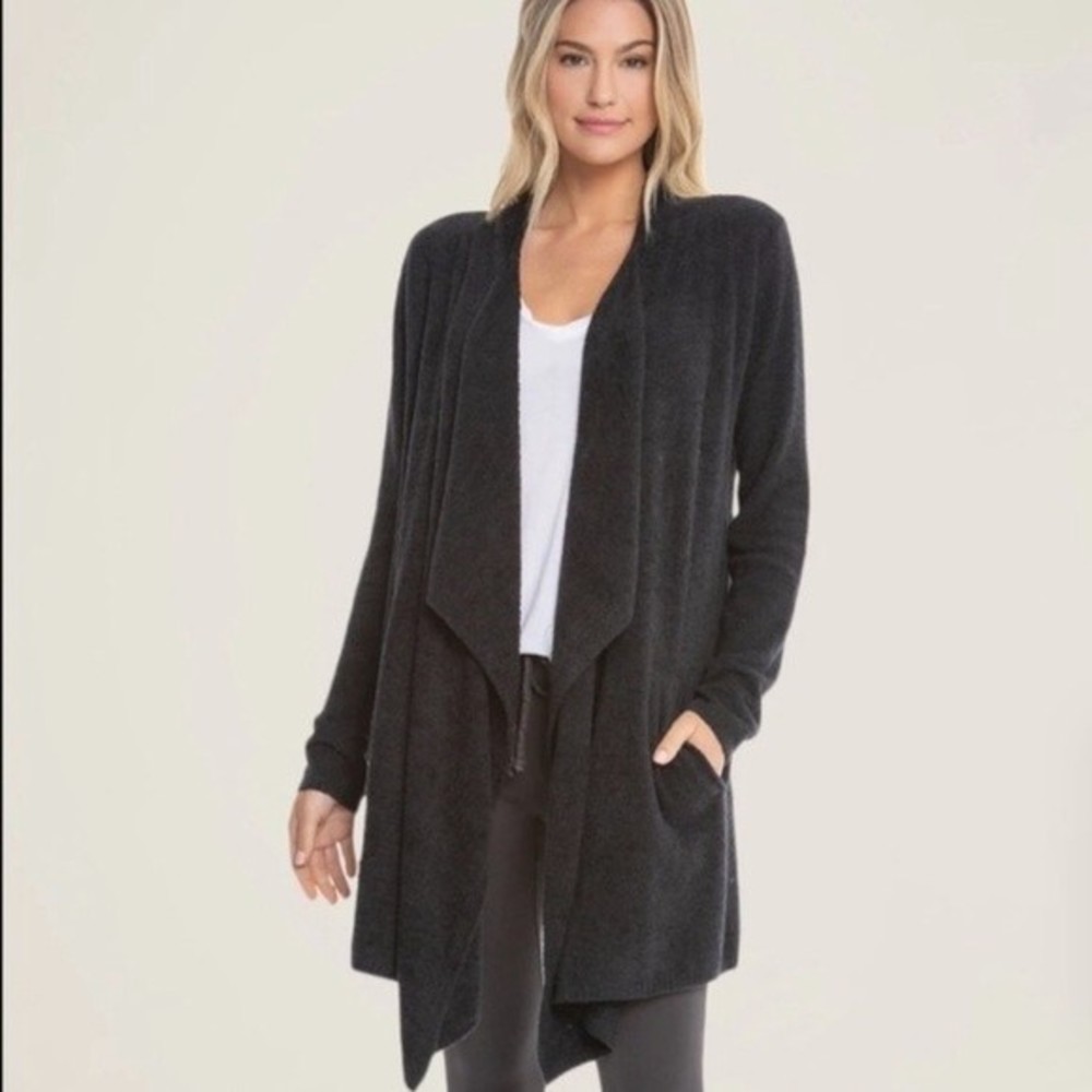 Barefoot Dreams CozyChic Lite Black Open Cardigan Small / Medium